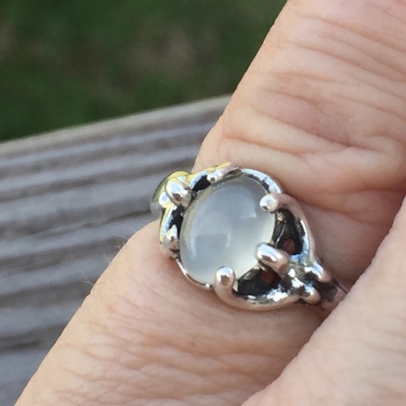 Egyptian Moon Goddess ring .925 Sterling Silver w/ genuine Moonstone made in USA - Picture 6 of 13